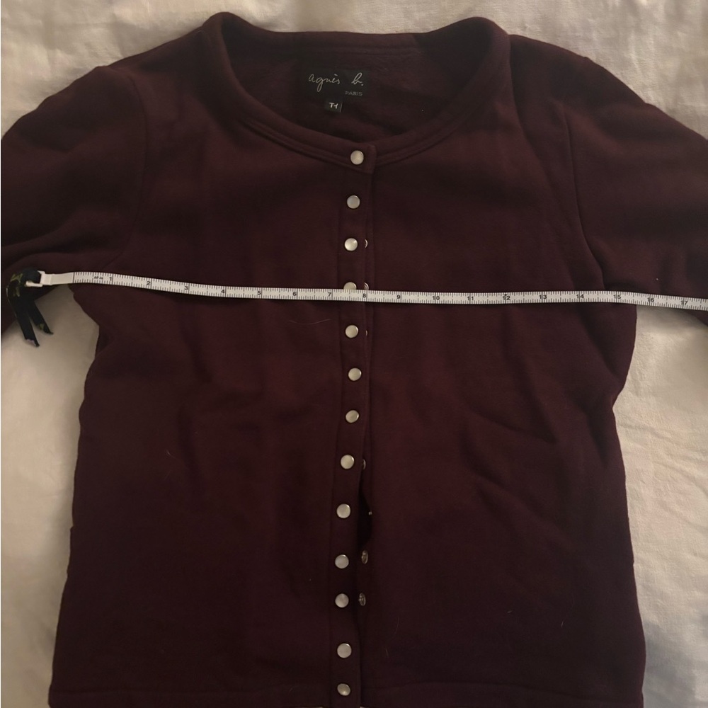 Agnes B. Burgundy Cardigan - Picture 6 of 9